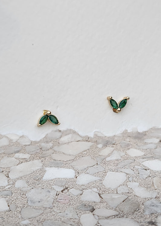 Orecchini Fogliolina con Zirconi