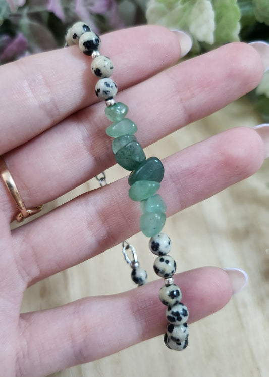 Bracciale Avventurina verde e Diaspro dalmata