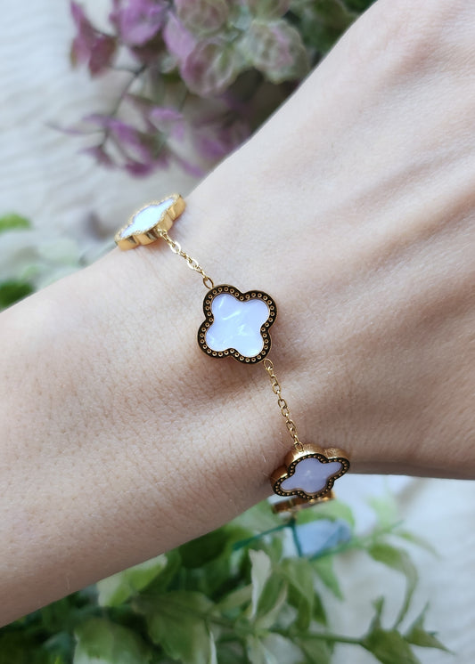 Bracciale quadrifogli bianco