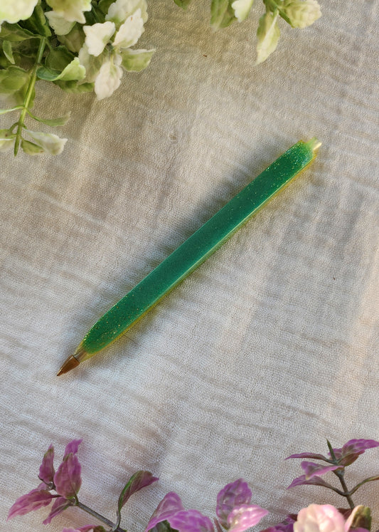 Penna ricaricabile in resina verde e gialla