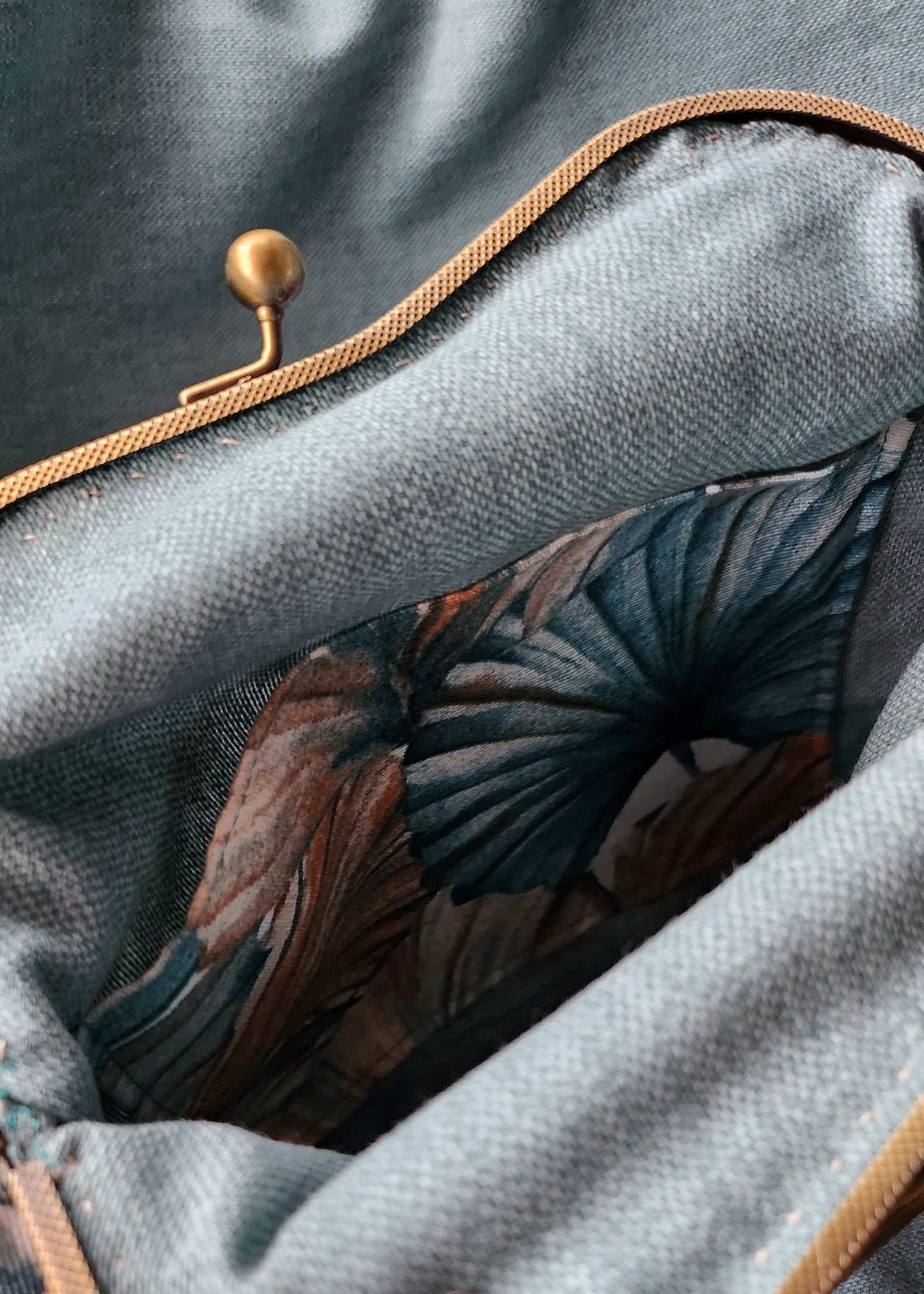 Borsa Artigianale stile Retrò in Cotone con Stampa Botanica