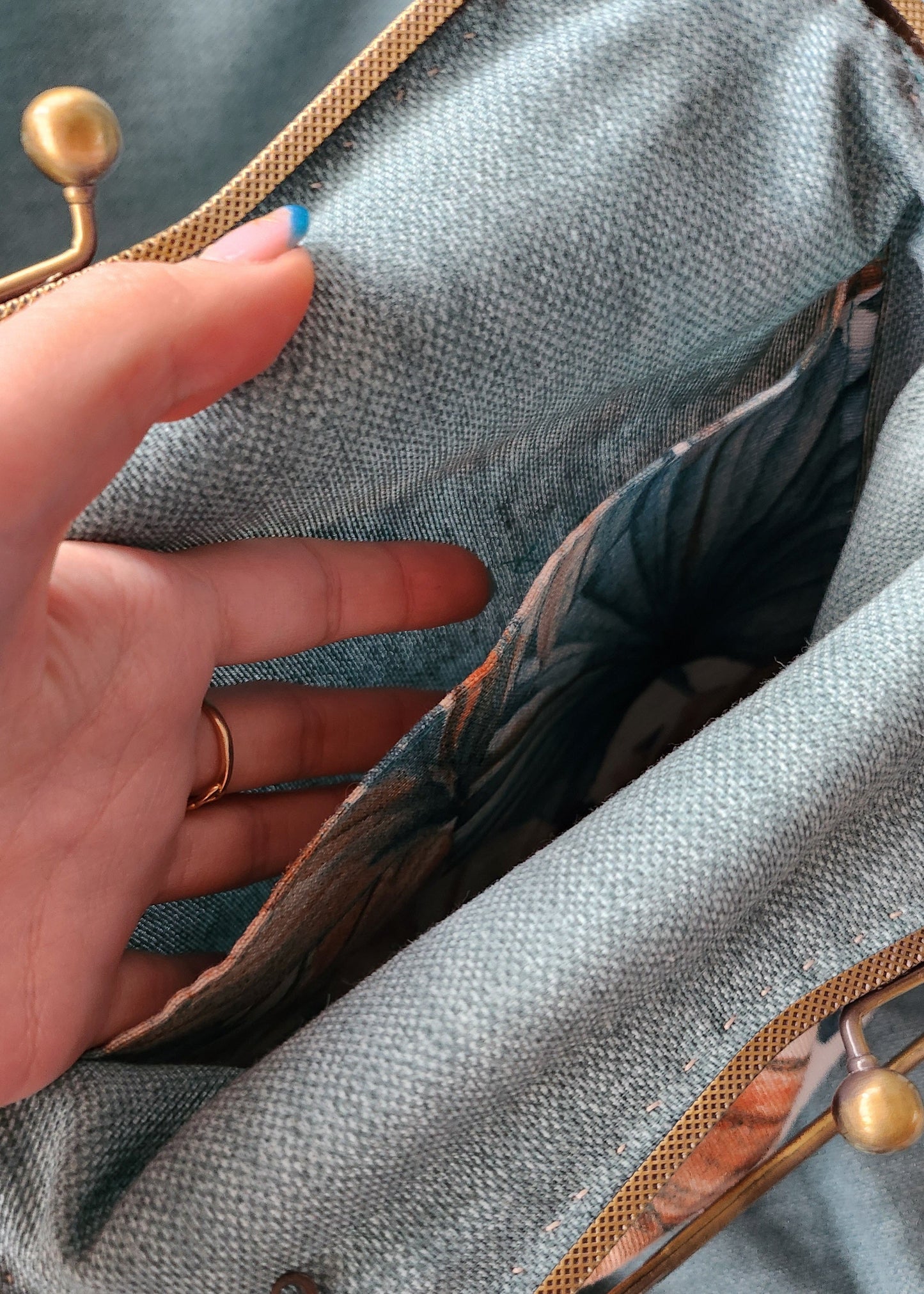 Borsa Artigianale stile Retrò in Cotone con Stampa Botanica