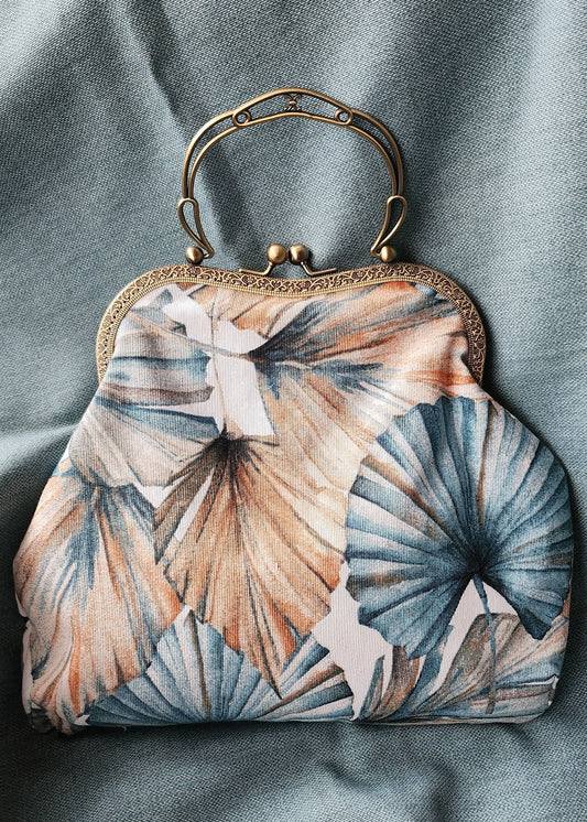 Borsa Artigianale stile Retrò in Cotone con Stampa Botanica