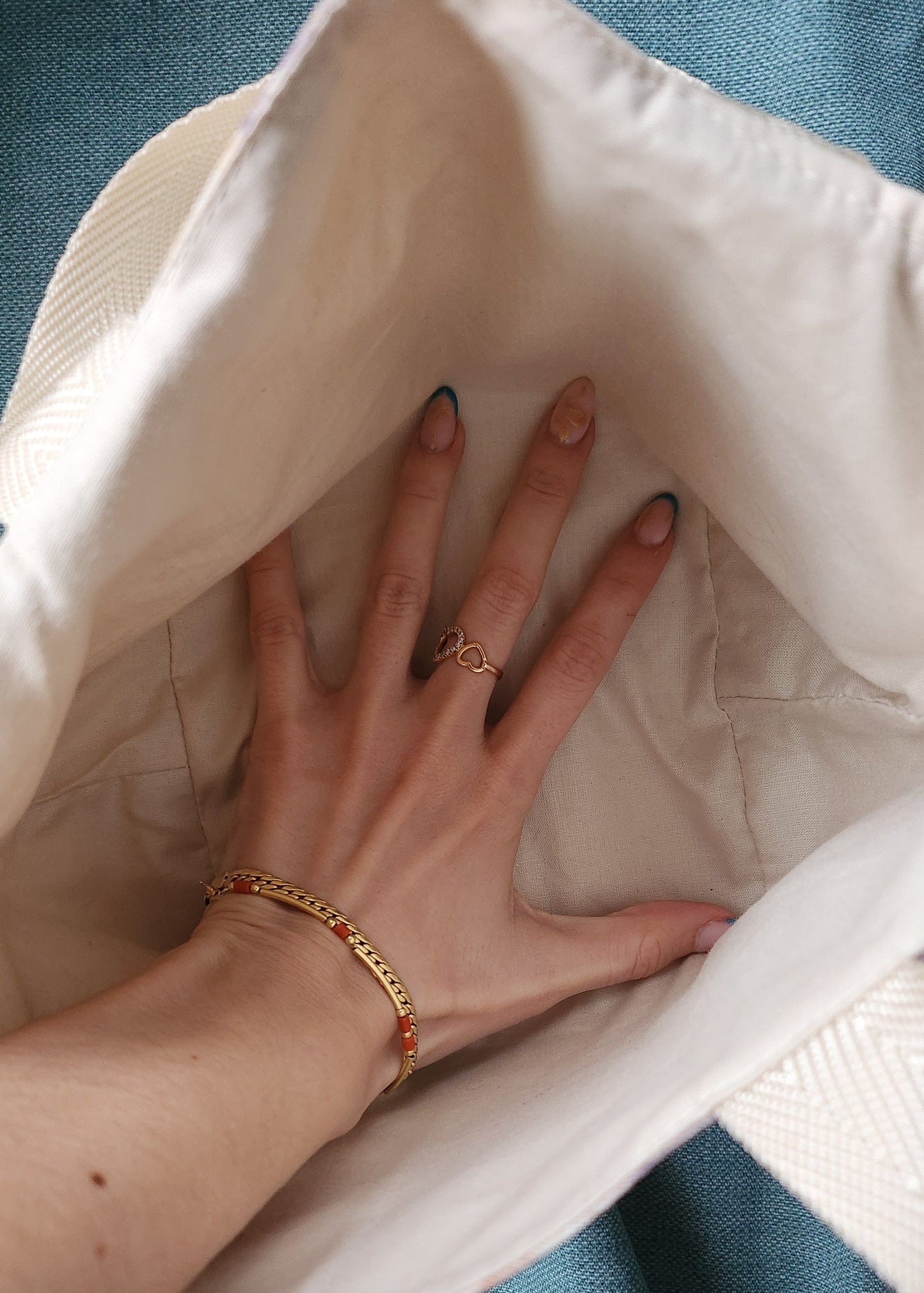 Borsa Artigianale fiori beige