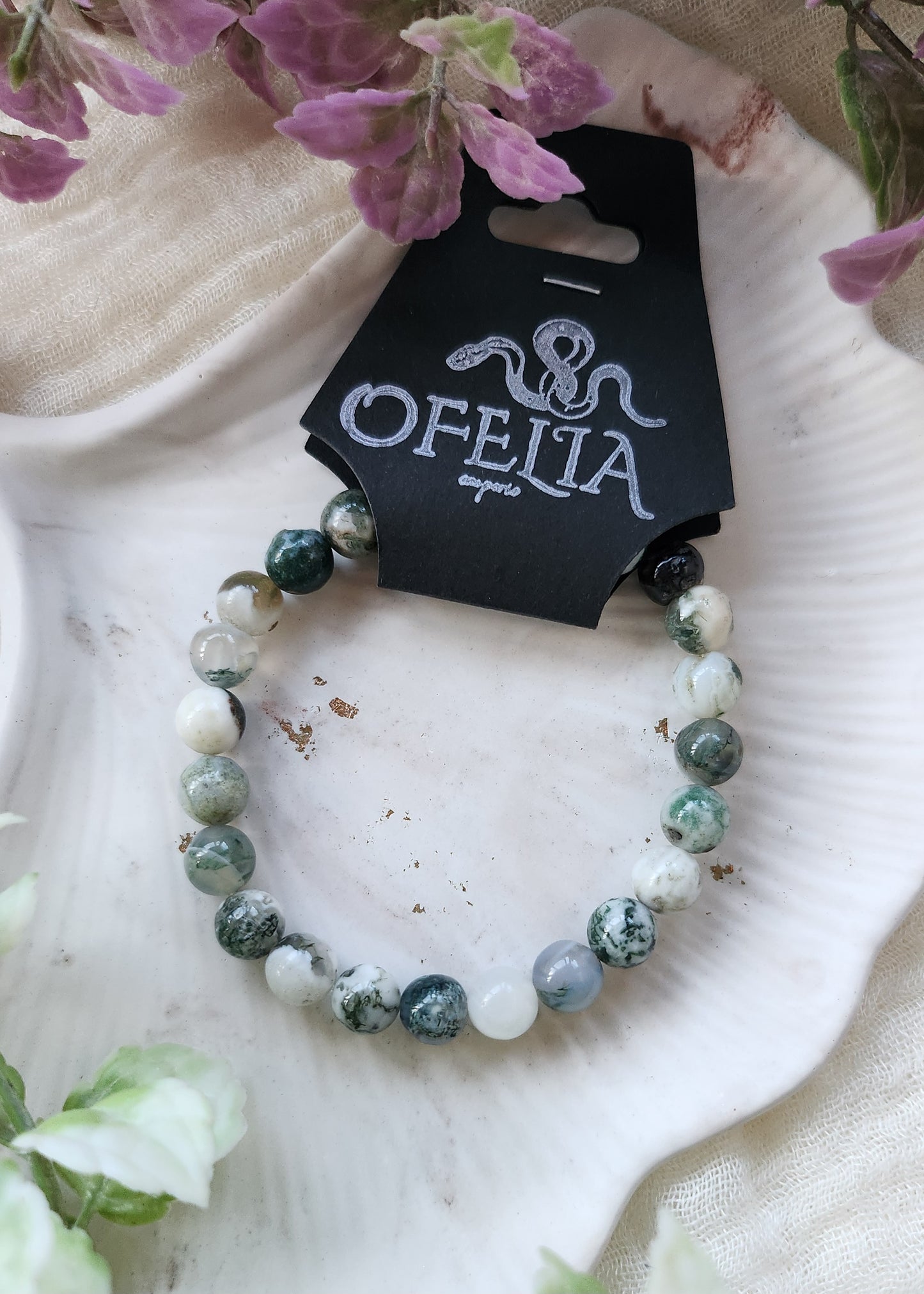 Bracciale a molla in Agata arborizzata