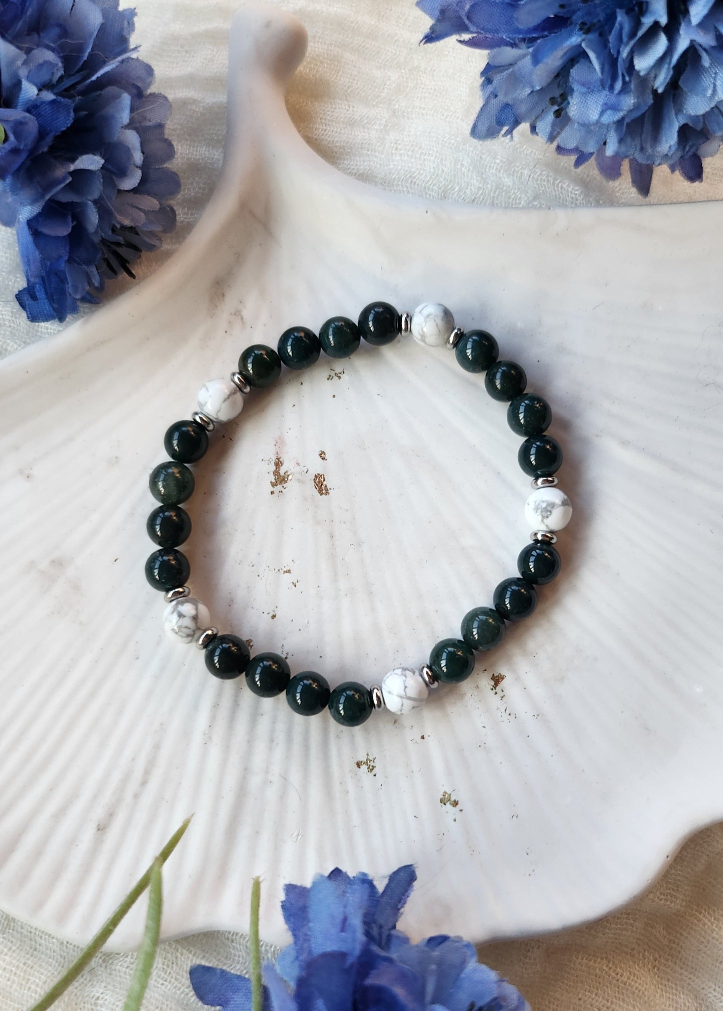 Bracciale a molla Agata muschiata e Aulite