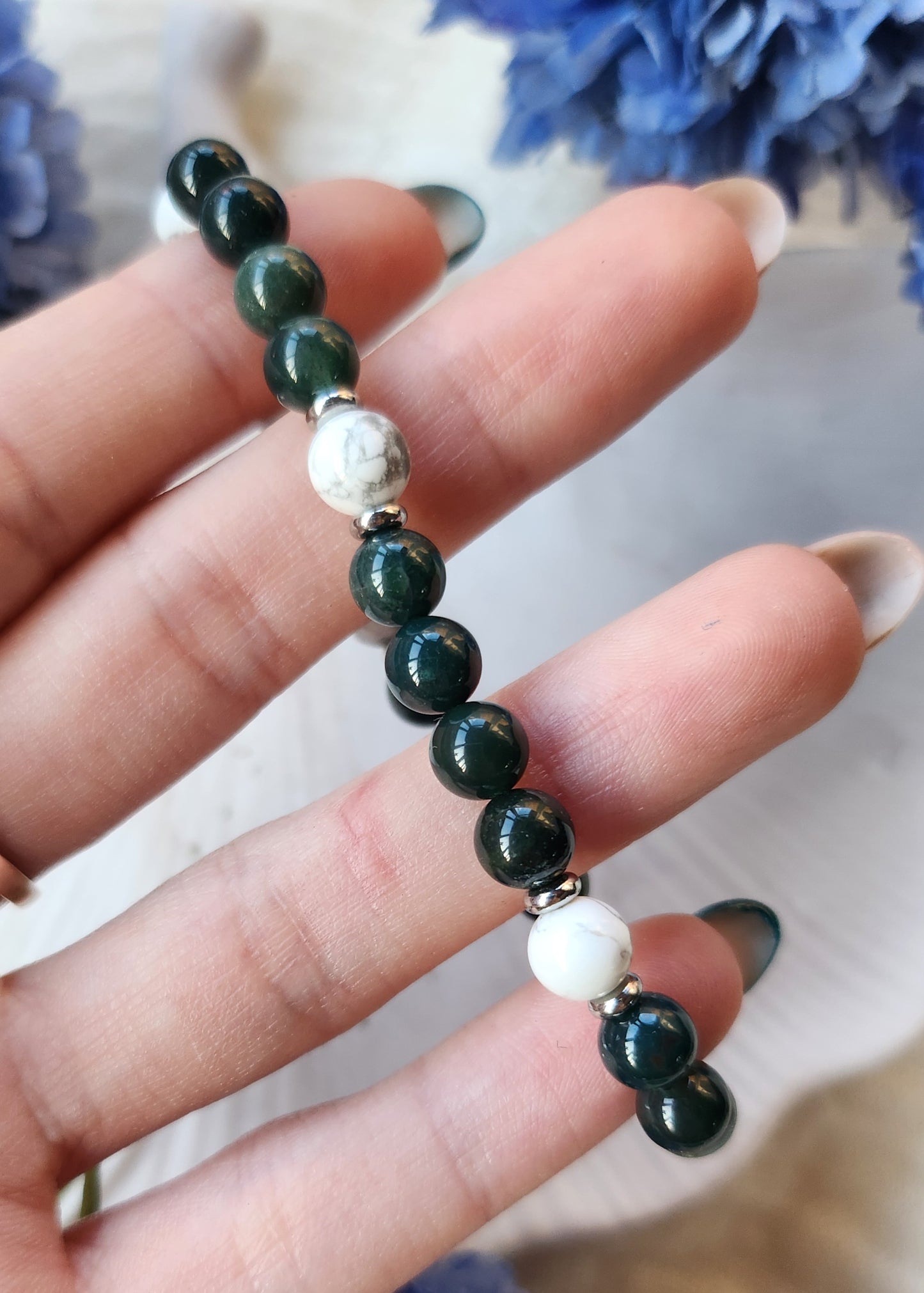 Bracciale a molla Agata muschiata e Aulite