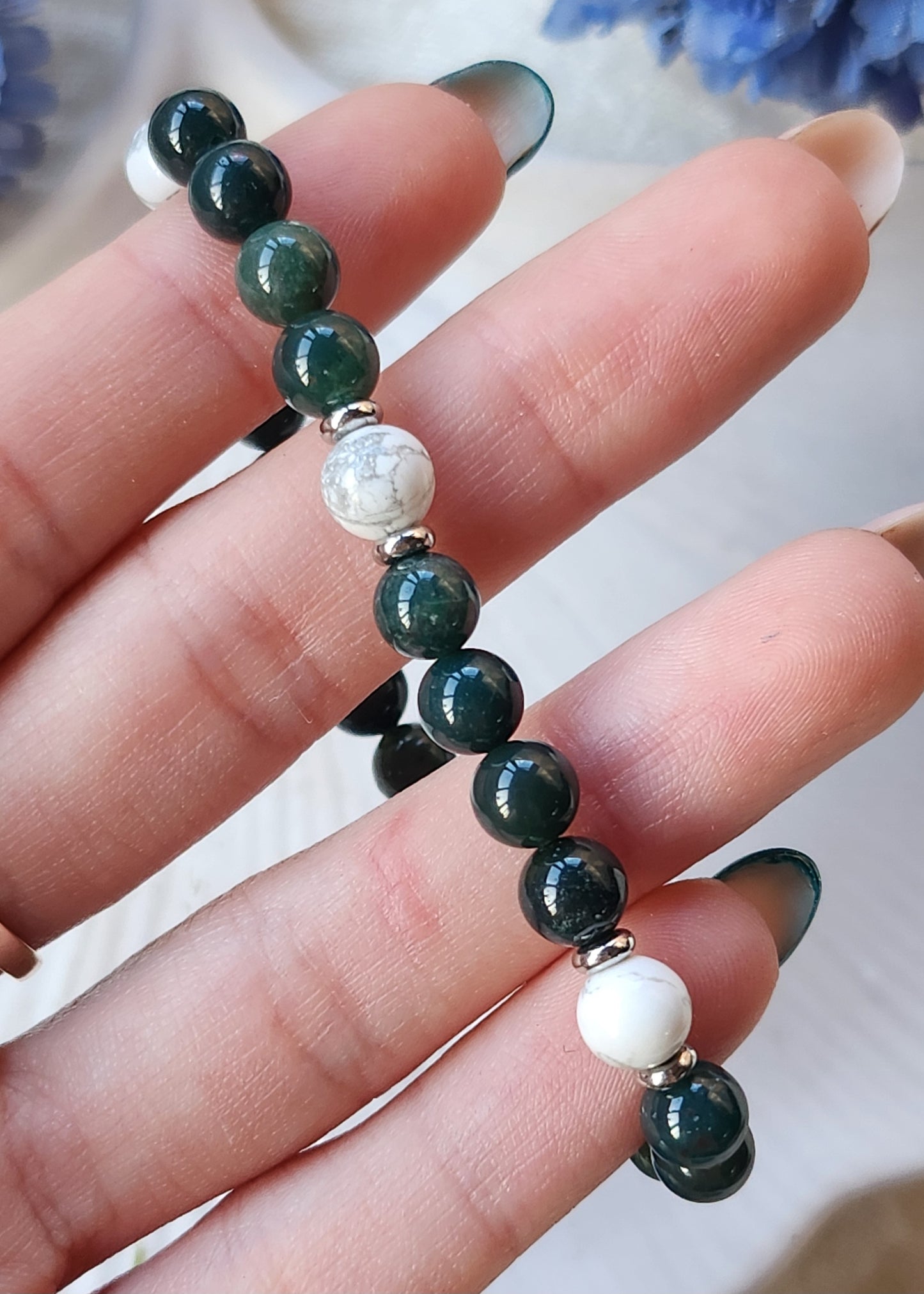 Bracciale a molla Agata muschiata e Aulite