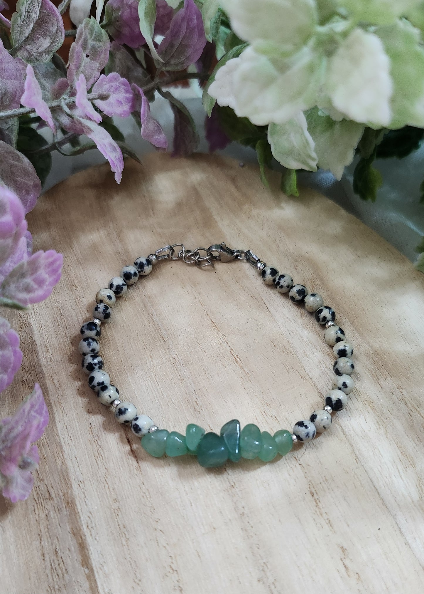 Bracciale Avventurina verde e Diaspro dalmata