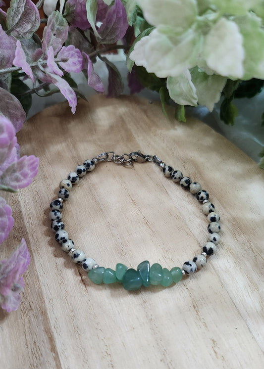 Bracciale Avventurina verde e Diaspro dalmata