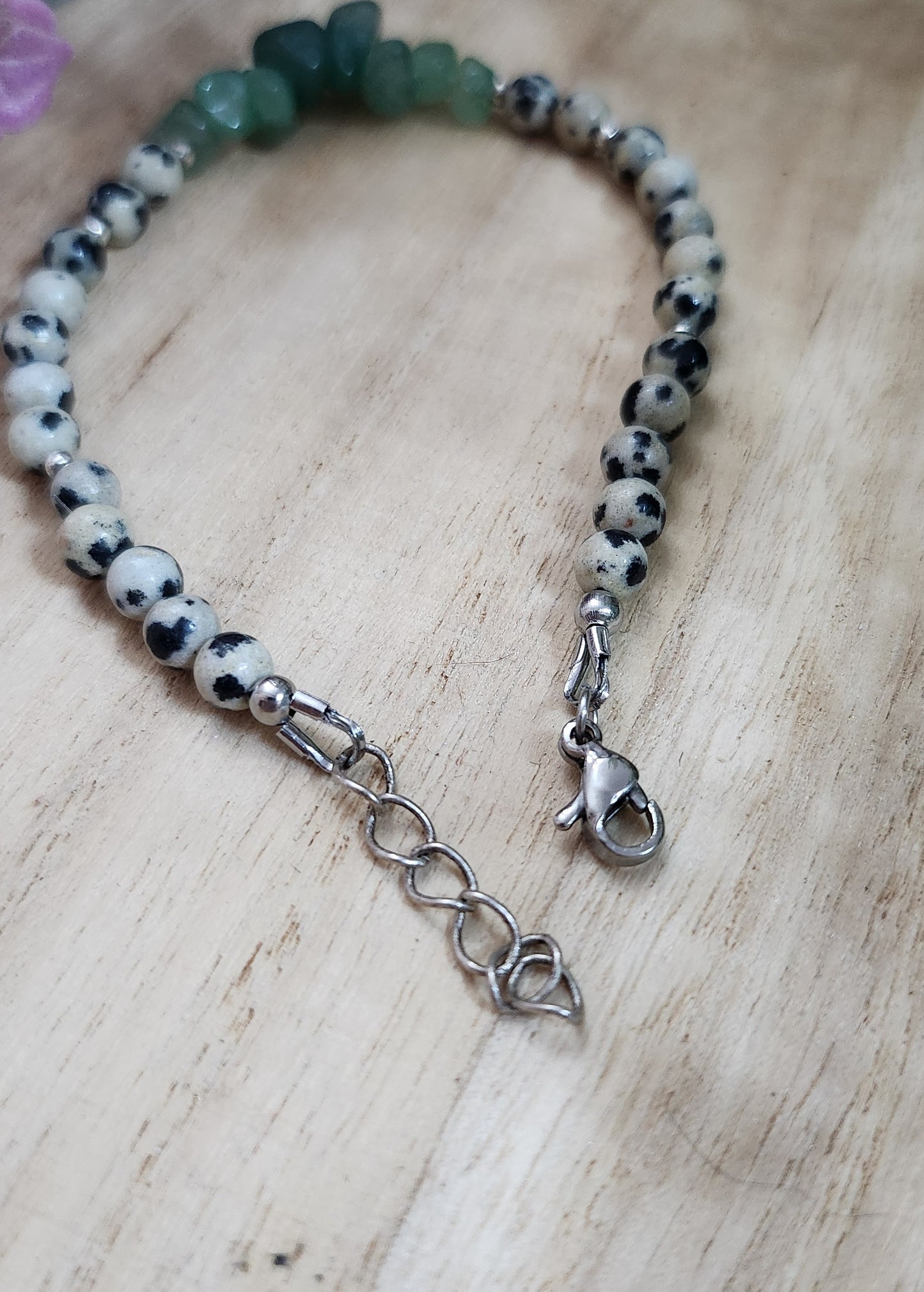Bracciale Avventurina verde e Diaspro dalmata