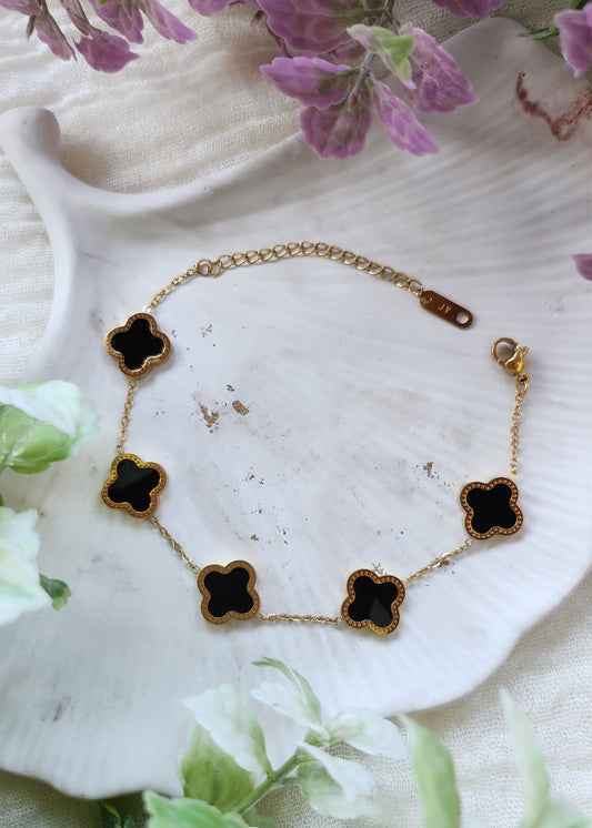 Bracciale quadrifogli nero