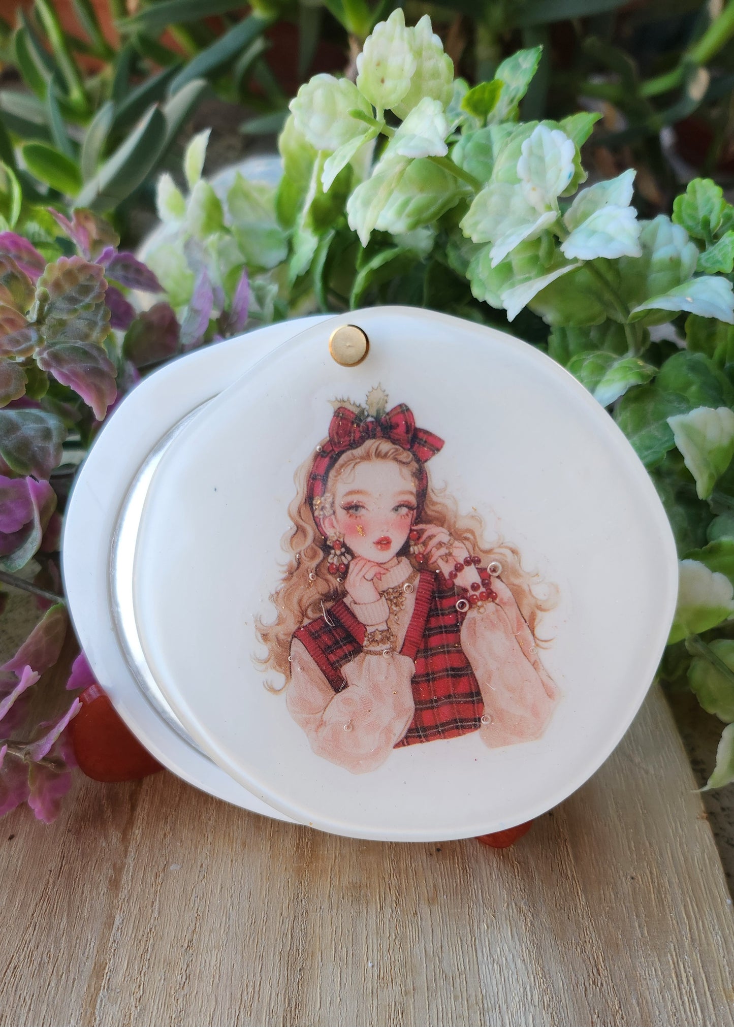 Specchietto da borsetta in resina epossidica