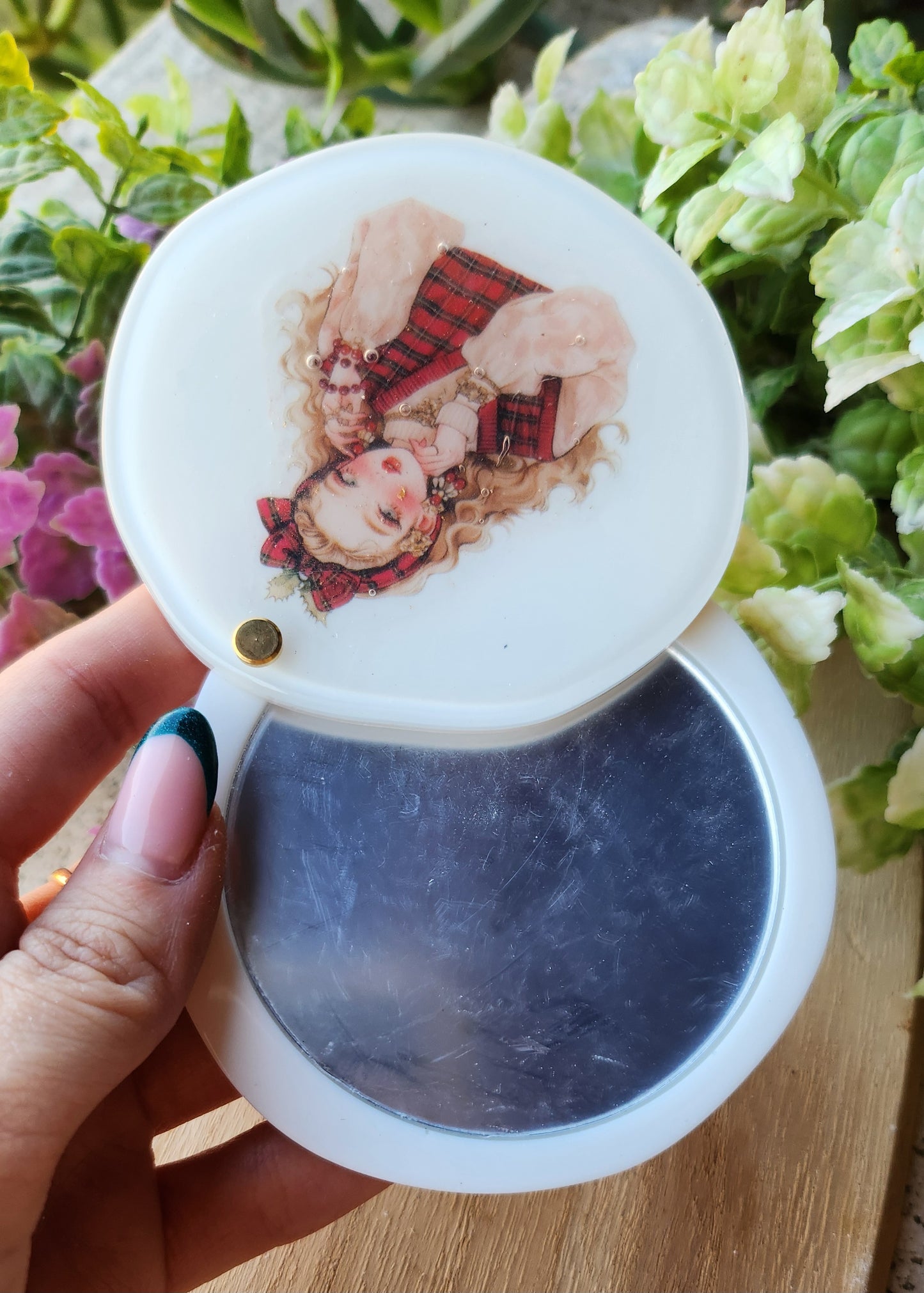 Specchietto da borsetta in resina epossidica