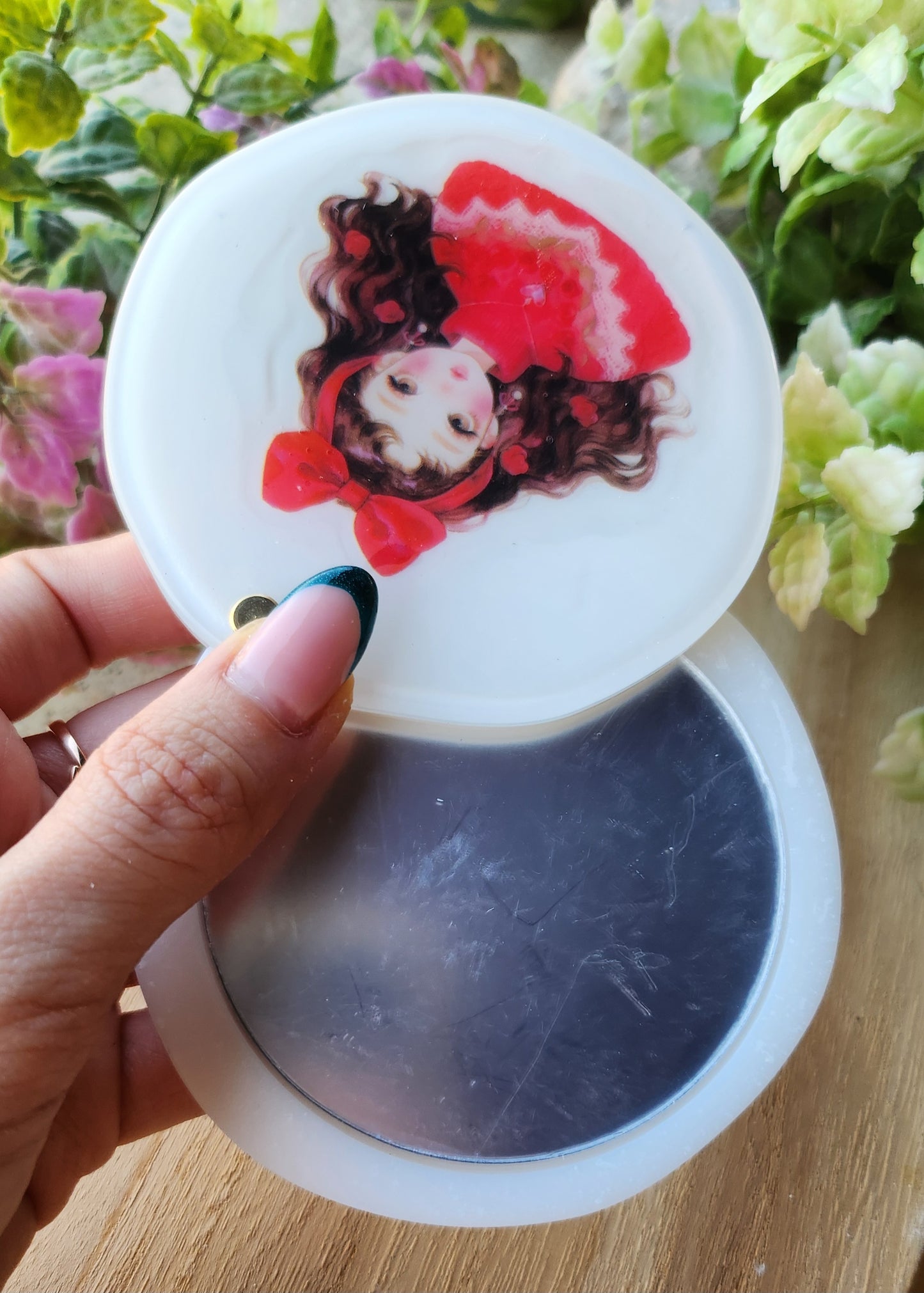 Specchietto da borsetta in resina epossidica