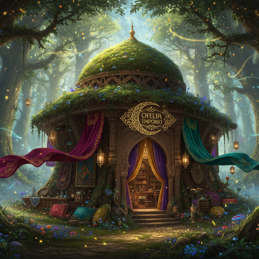 emporio stile bazar arabeggiante immerso in una foresta fatata